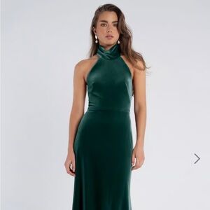 Elegant Green Halter Neck Dress